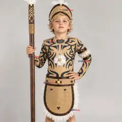 UTILISIMO - Traje Pascuense Completo 5 Piezas Polera Tatuajes NIño Rapa Nui Fiestas Patrias