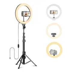 IRM - Aro de Luz LED Circular 30 cm + Trípode Profesional completo 1,7 m - Luz Cálida y Fría