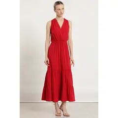 LIOLA - Vestido maxi paneles, rojo