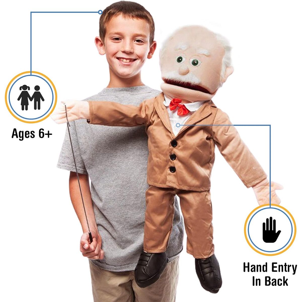 ABUELO - Tatere Ventralocuo Silly Puppets Abuelo Peach 63cm Cuerpo Completo