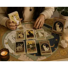 GENERICO - PACK TAROT DE GATOS EN ESPAÑOL MAS MANTEL DE GATOS 48 X 48 CM