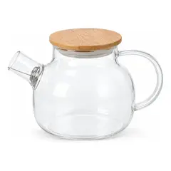 GENERICO - Tetera Vidrio con Infusor 1 Litro y Tapa Bambú Transparente