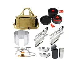 GENERICO - Pack Camping Cocinilla Bolso Utensilios Ollas Camping 27pz