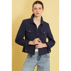 LIOLA - Chaqueta entallada, bolsillo parche, azul