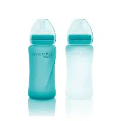 EVERYDAY BABY - Mamadera de vidrio termosensible 240 ml - Turquesa