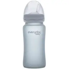 EVERYDAY BABY - Mamadera de vidrio con bombilla 240 ml - Gris