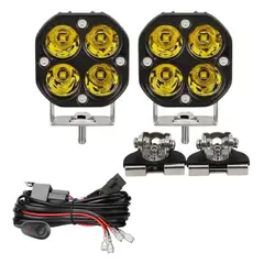 GENERICO - 2u Neblineros LED 12/24V con Ramal 2m y Bases 360 para Auto Moto