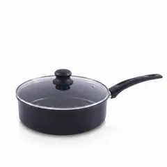 RHOMIE - Sartén Profundo Multiusos 24cm Antiadherente Con Tapa Negro