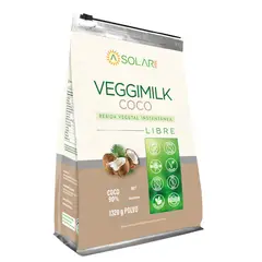 AQUASOLAR - Bebida Vegetal de Coco en Polvo VeggiMilk 1,32 kg Vegana Sin Azúcar Añadida