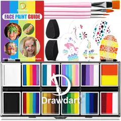 CAKE - Kit Pintura Facial Drawdart Split 10 Colores Pinceles
