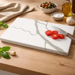 GENERICO - Tabla para picar de cuarzo Calacatta con diseño decorativo exclusivo