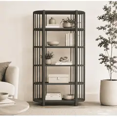 ARCA MUEBLES - Biblioteca "Siete Tazas" Estantería de Madera con Barrotes - Gris Grafito - 80x35x180 cm