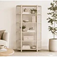 ARCA MUEBLES - Biblioteca "Siete Tazas" Estantería de Madera con Barrotes - Beige - 80x35x180 cm