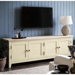 ARCA MUEBLES - Mueble de TV Minimalista Rack de Madera con 4 Puertas - Beige - 150x40x65 cm