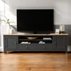 ARCA MUEBLES - Rack TV "Rustic Luxury" Mueble de Televisión de Madera - Gris Grafito - 150x40x65 cm