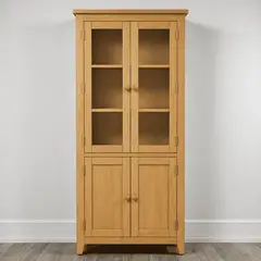 ARCA MUEBLES - Vitrina "Perry" de Madera con Vidrio Vitrina Artesanal de Pino - Natural - 80x35x180 cm