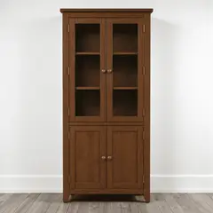 ARCA MUEBLES - Vitrina "Perry" de Madera con Vidrio Vitrina Artesanal de Pino - Café - 80x35x180 cm