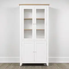 ARCA MUEBLES - Vitrina "Perry" de Madera con Vidrio Vitrina Artesanal de Pino - Blanco - 80x35x180 cm