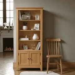 ARCA MUEBLES - Vitrina "Alaia" de Madera Vitrina Artesanal de Pino - Natural - 80x35x180 cm