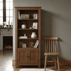 ARCA MUEBLES - Vitrina "Alaia" de Madera Vitrina Artesanal de Pino - Café - 80x35x180 cm