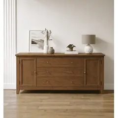 ARCA MUEBLES - Aparador Buffet "Gael" Mueble de Comedor Artesanal de Madera - Café - 150x40x80 cm