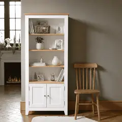 ARCA MUEBLES - Vitrina "Alaia" de Madera Vitrina Artesanal de Pino - Blanco - 80x35x180 cm