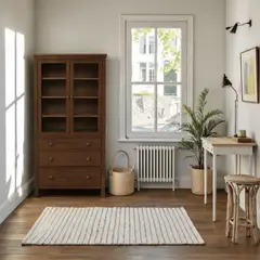 ARCA MUEBLES - Vitrina "Aura" Verde Grisácea Vitrina de Madera con Vidrio - Café - 80x35x180 cm