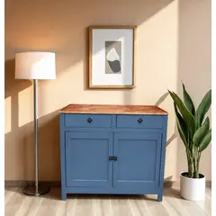 ARCA MUEBLES - Buffet Café de Madera Estación de Café con Cajones y Armario - Azúl Marino - 100x40x90 cm