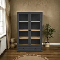 ARCA MUEBLES - Vitrina "Horizon" de Madera Natural Vitrina Gran Formato - Gris Grafito - 120x35x180 cm