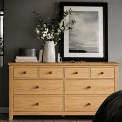 ARCA MUEBLES - Cómoda de Madera 8 Cajones Diseño Elegante y Gran Capacidad - Natural - 120x40x80 cm