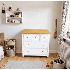 ARCA MUEBLES - Cómoda Infantil "Chester Kids" 5 Cajones Mueble de Madera - Blanco - 80x40x85 cm