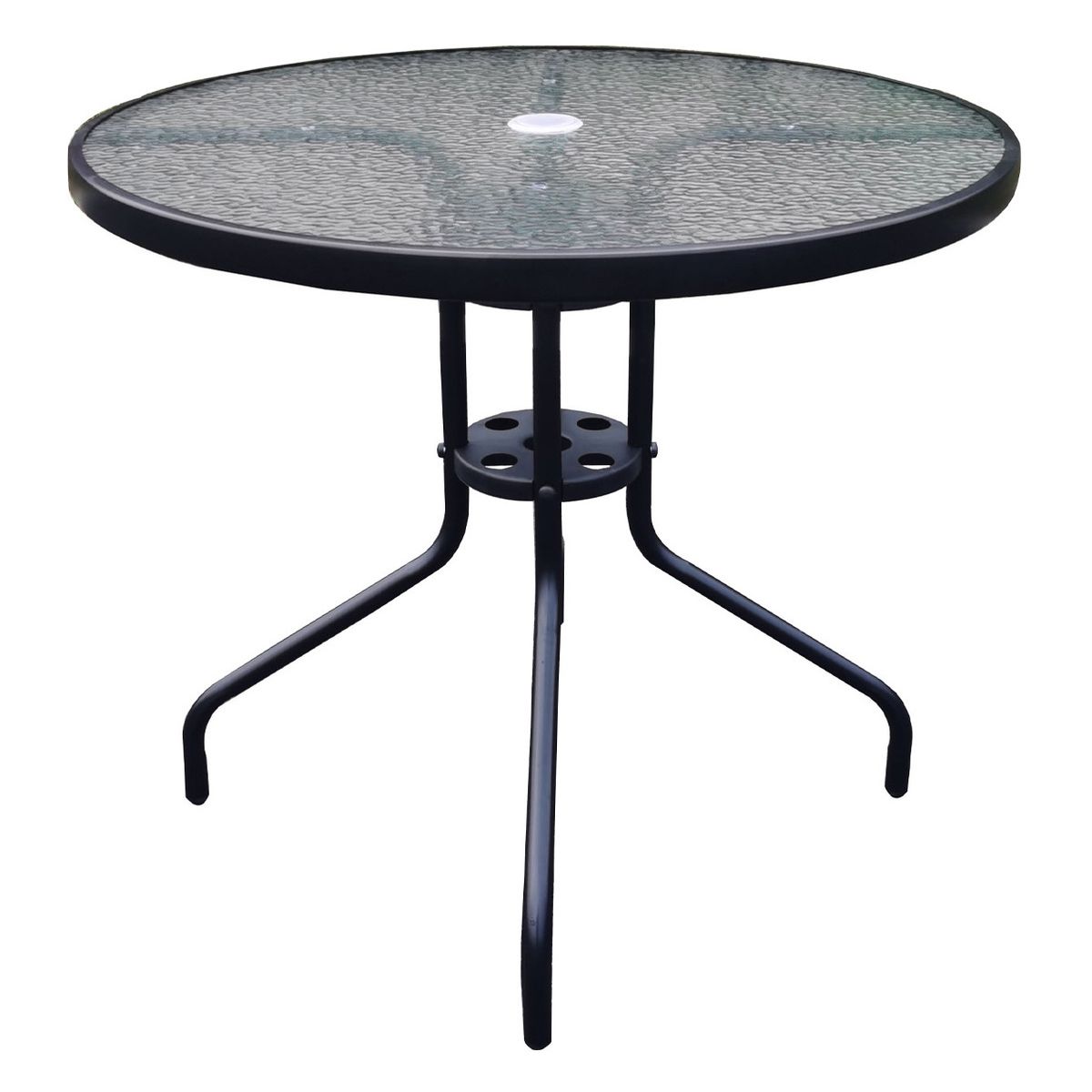 NOVAHUS - Mesa Terraza De Vidrio Y Acero Grande Negro