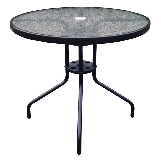 NOVAHUS - Mesa Terraza De Vidrio Y Acero Grande Negro