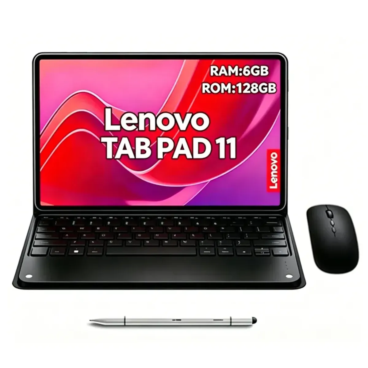LENOVO - Tablet Lenovo Pad 11 2025 6GB+128GB WiFi y Ratón inalámbrico Bluetooth &Teclado & Lápiz Negro