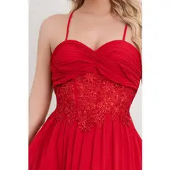 LIKE SHOP - Vestido Largo Mujer Fiesta Gala Noche Escote Encaje Pabilos 2034