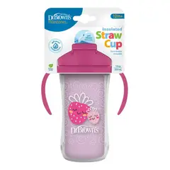 DR BROWN'S - Vaso Térmico Rosa 300ml Con Pitillo Antiderrame Dr. Browns