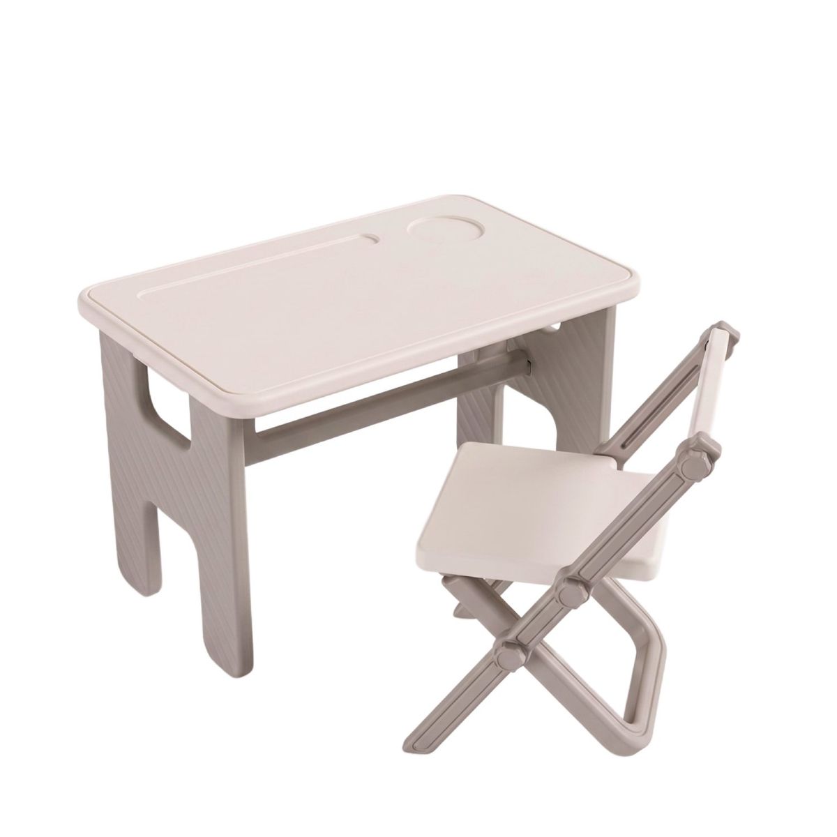 KIDSCOOL - Mesa y Silla Infantil Plegables Blanco Gris Kidscool 45x70x45 cm