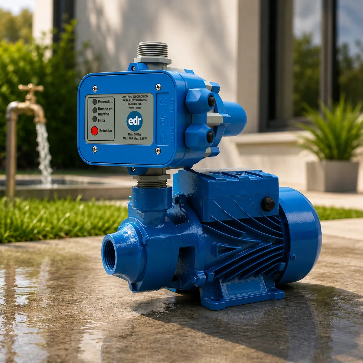 GENERICO - Kit Bomba de Agua Periférica EDR 0,5 HP + Controlador de Presión 2 HP