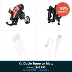 HOCO - Kit Doble Turno en Moto Soporte + Portabotellas + Power Bank 20.000mAh + Cable