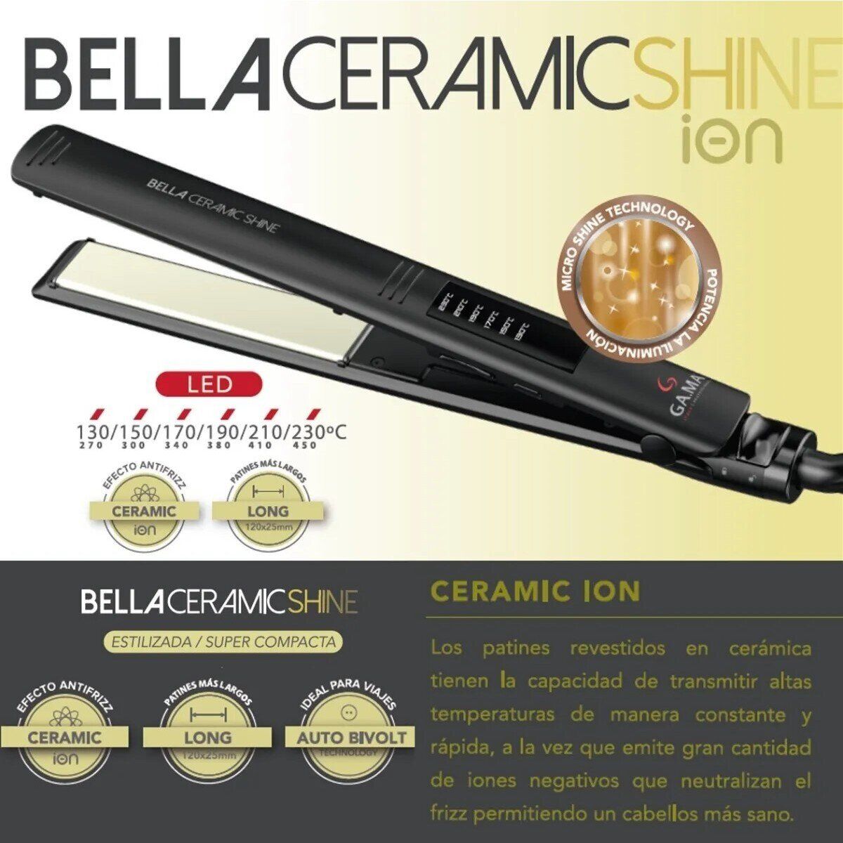 GAMA - Alisadora Elegance Bella Ceramic Shine Ion Led