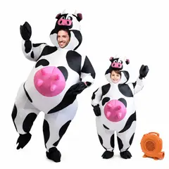 DOPA - Disfraz Inflable De Vaca Lechera Para Adulto Y Niño Con Inflador