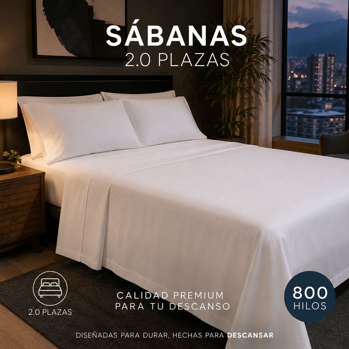 ARMONIA - Juego De Sabanas 800 Hilos 2.0 Plazas- 4 Piezas 812