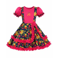 GENERICO - Vestido Chinita Huasa Azul Marino - Fucsia