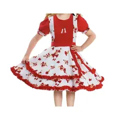 GENERICO - Vestido Chinita Huasa Rojo con Blanco