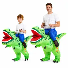 DOPA - Disfraz Inflable Dinosaurio Verde T Rex Niño Adulto Divertido