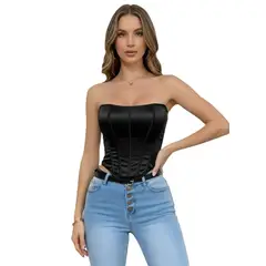 GARSIL - Crop Top Strapless Tipo Corset Para Mujer - Tela Satín