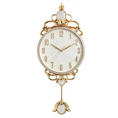 GENERICO - Elegante Reloj De Pared Dorado Con Péndulo