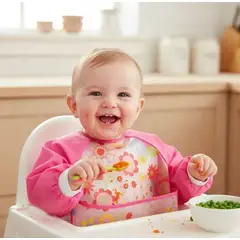 TEDMIMAK - BABERO PLASTICO CON MANGAS PARA NIÑA 6 A 12 MESES