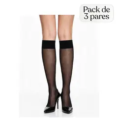 WEILISENA - Pack 3 Pares Calcetas Largas Transparentes Negras Mujer
