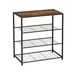 GENERICO - Mueble Organizador Estanteria 4 Niveles Madera Metal Auxiliar Multiuso